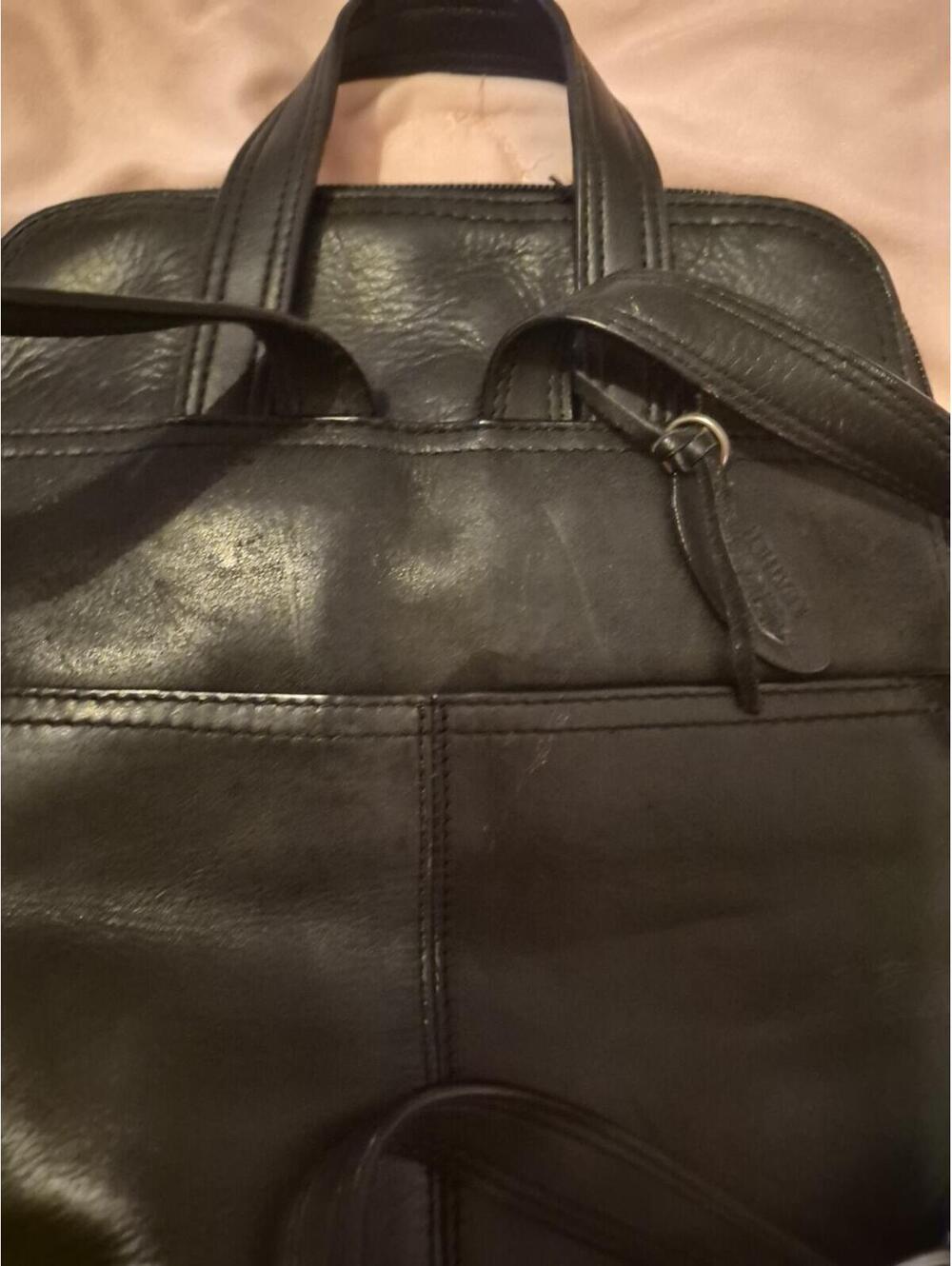 Authentic VTG Rolfs Black Leather Bacpack Purse Satchel Bag 10×10" - Picture 8 of 9